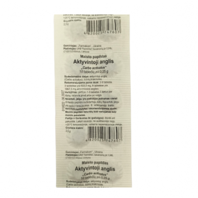 Aktyvintoji anglis 250mg tabletės N10 Aktyvintoji anglis 250mg tabletės N10
