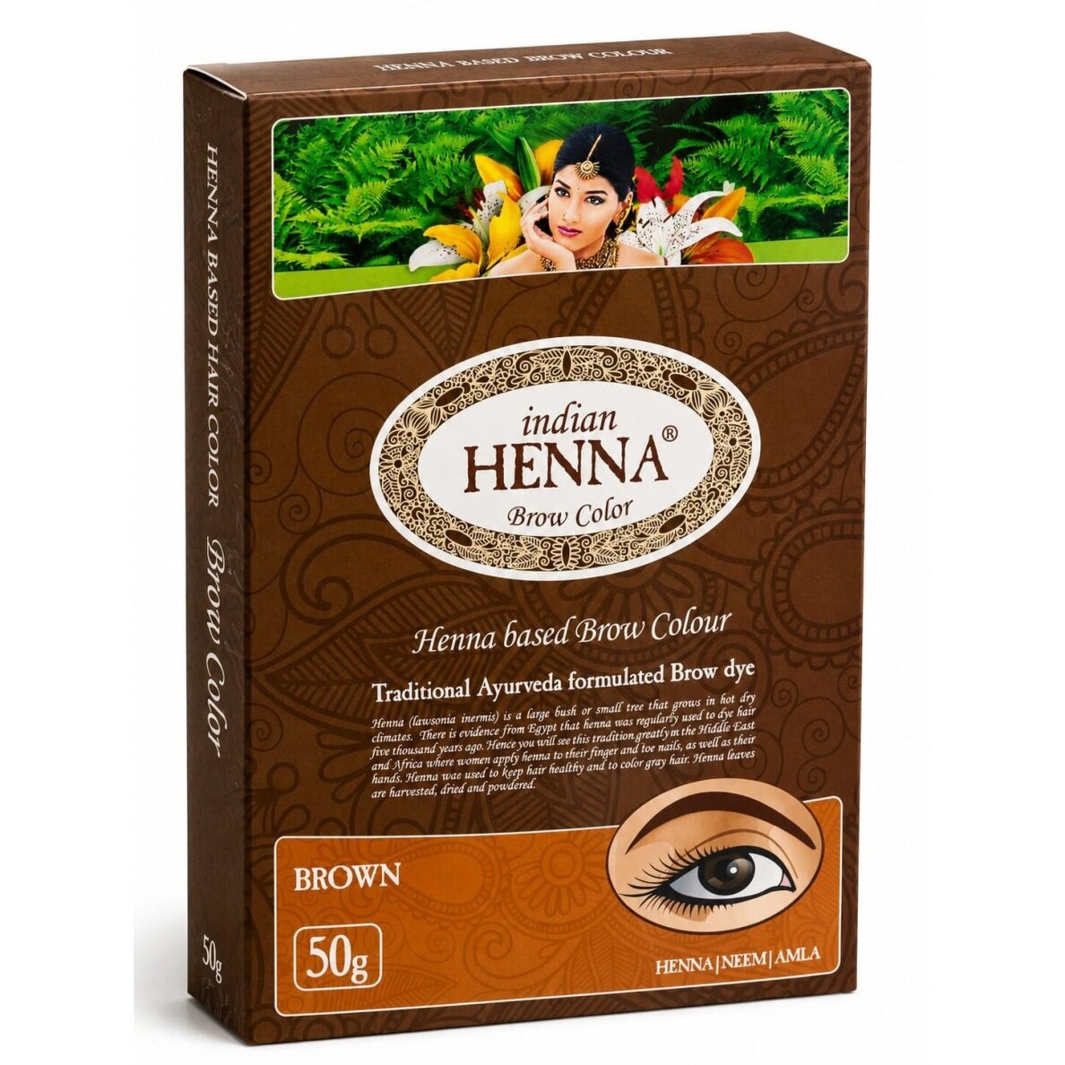 Antakių dažai Indian Henna Brow - Brown - rudi, 50g Antakių dažai Indian Henna Brow - Brown - rudi, 50g