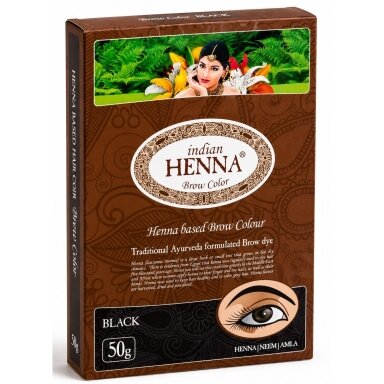 Antakių dažai Indian Henna Brow - Black - juodi, 50g - PAŽEISTA PAKUOTĖ Antakių dažai Indian Henna Brow - Black - juodi, 50g - PAŽEISTA PAKUOTĖ