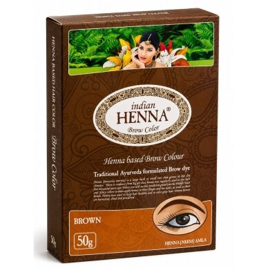 Antakių dažai Indian Henna Brow - Brown - rudi, 50g Antakių dažai Indian Henna Brow - Brown - rudi, 50g