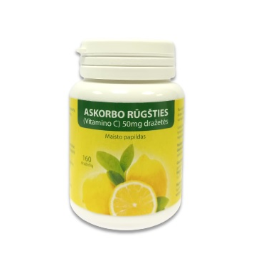 Askorbo rūgšties (Vitamino C) 50mg dražetės Askorbo rūgšties (Vitamino C) 50mg dražetės