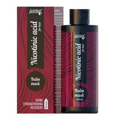 Balzamas - kaukė plaukams Golden Pharm Nikotino rūgštis, 200 ml
