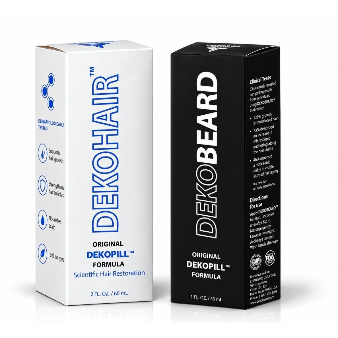 Charismo intensyvios priežiūros rinkinys vyrams: DekoHair™, 60 ml + 10% nuolaida DekoBeard™, 30 ml 1