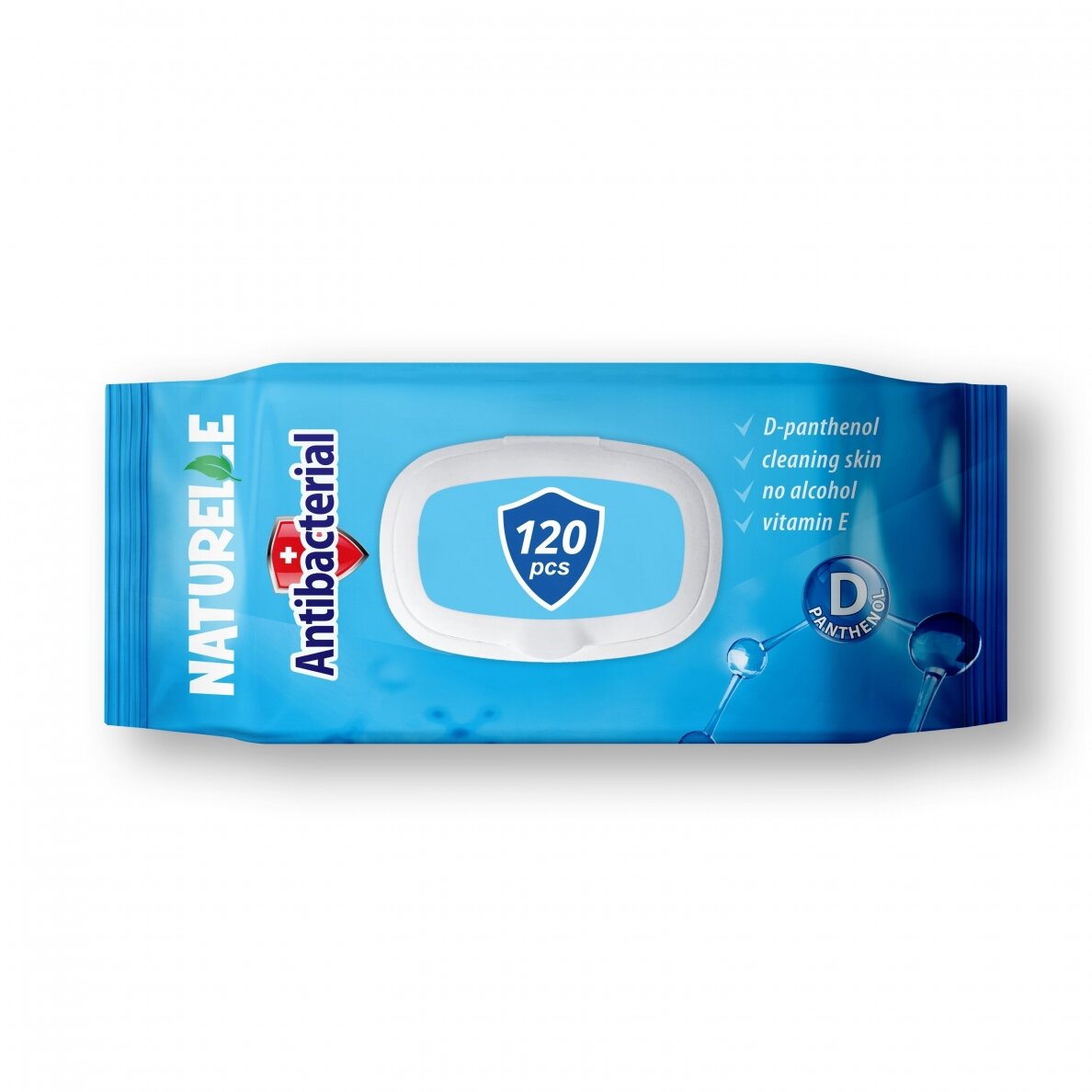 Drėgnos servetėlės su D-pantenoliu Naturelle "Antibacterial", 120 vnt.