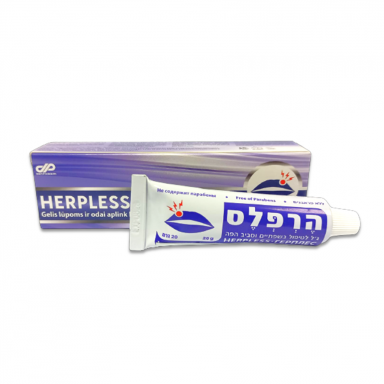 Herpless Gelis lūpoms ir odai aplink lūpas, 20g Herpless Gelis lūpoms ir odai aplink lūpas, 20g