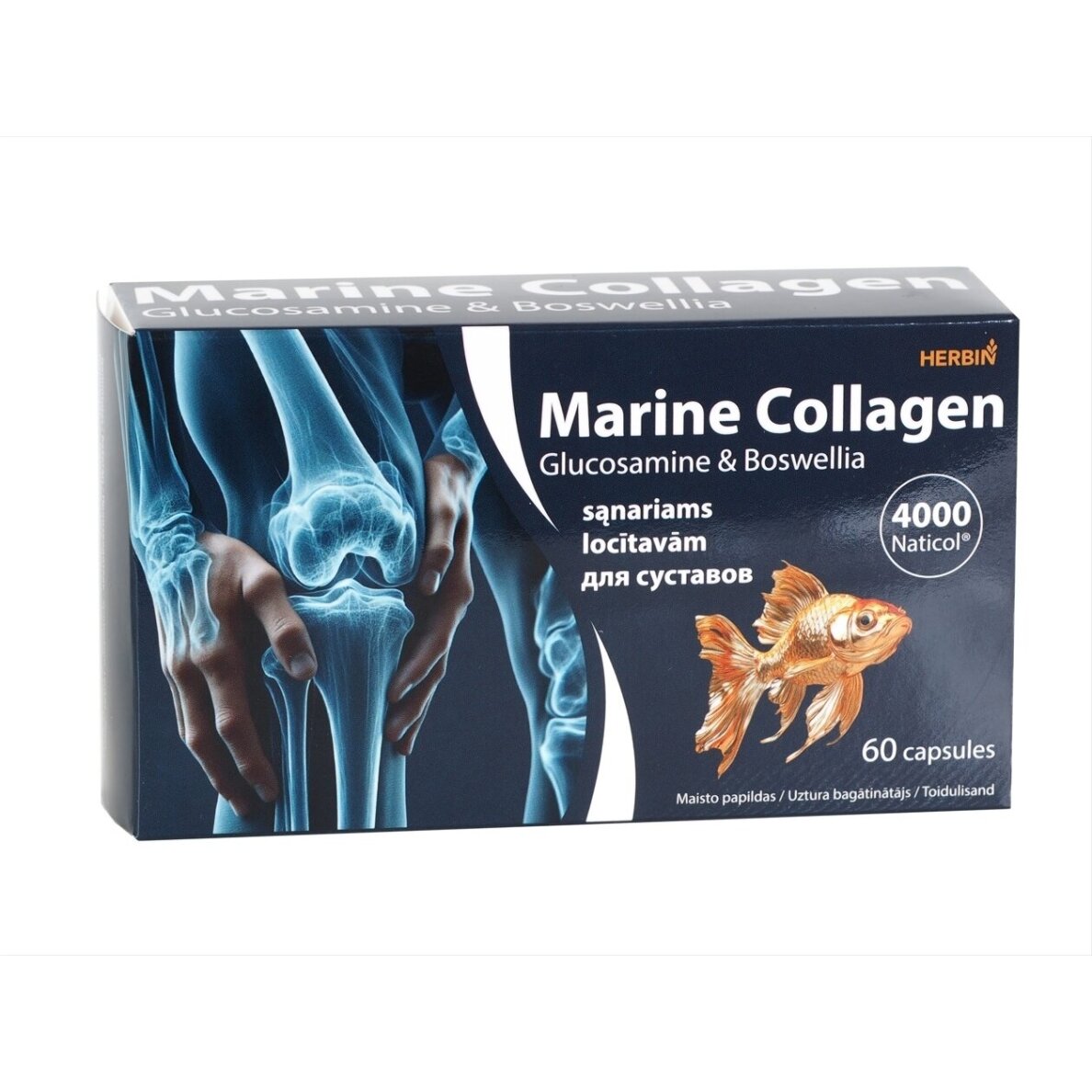 Jūrinis kolagenas Naticol 4000® Herbin su gliukozamino sulfatu ir bosvelija, 60 kapsulių Jūrinis kolagenas Naticol 4000® Herbin su gliukozamino sulfatu ir bosvelija, 60 kapsulių