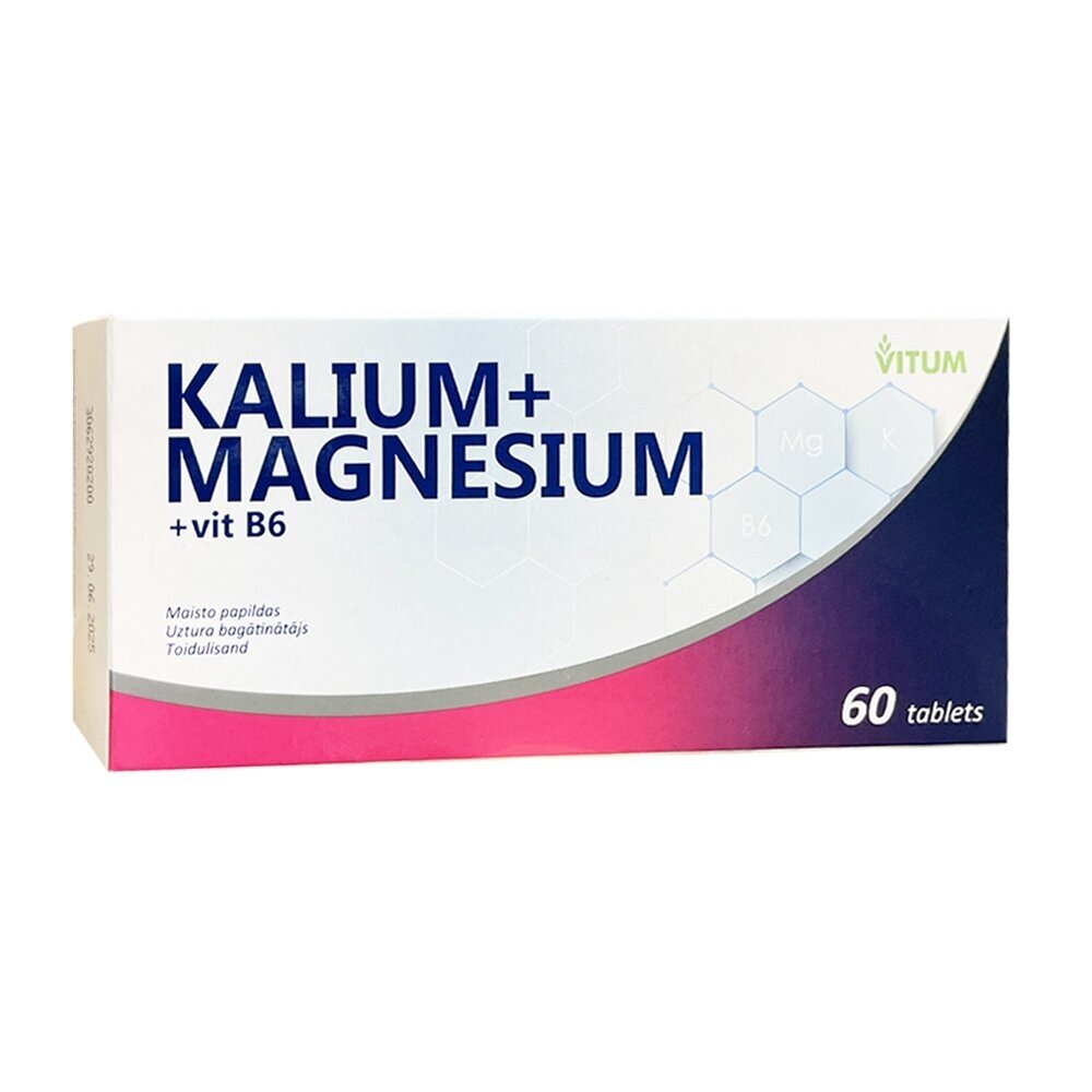 Kalis + Magnis + Vitaminas B6 Vitum, 60 tablečių