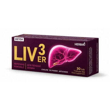 Maisto papildas kepenims LIVER3 Herbin, 30 tablečių Maisto papildas kepenims LIVER3 Herbin, 30 tablečių