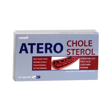 Maisto papildas Atero Cholesterol Herbin, 30 kapsulių Maisto papildas Atero Cholesterol Herbin, 30 kapsulių