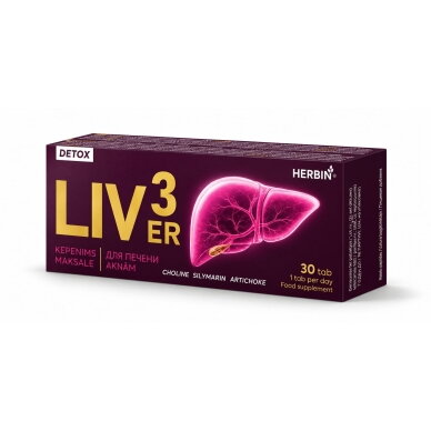 Maisto papildas kepenims LIVER3 Herbin, 30 tablečių Maisto papildas kepenims LIVER3 Herbin, 30 tablečių