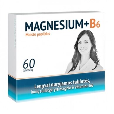 Maisto papildas Magnis + vitaminas B6, 60 tablečių Maisto papildas Magnis + vitaminas B6, 60 tablečių