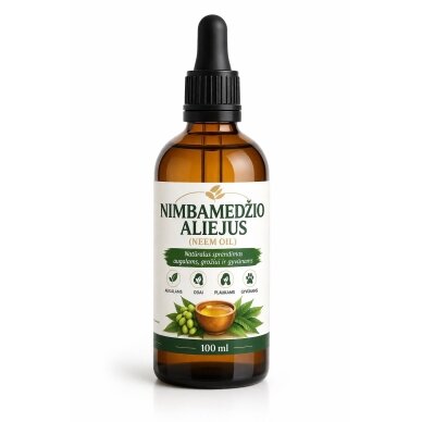 Natūralus indiškas nimbamedžio (Neem) aliejus, 100 ml Natūralus indiškas nimbamedžio (Neem) aliejus, 100 ml