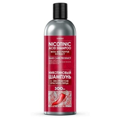 Nikotino rūgšties šampūnas su raudonųjų pipirų ekstraktu Vitateka, 300 ml Nikotino rūgšties šampūnas su raudonųjų pipirų ekstraktu Vitateka, 300 ml