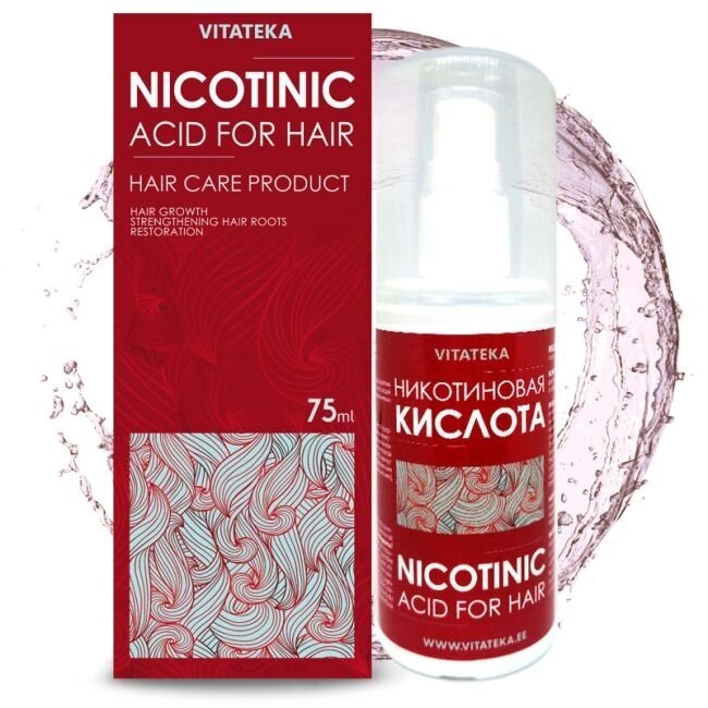 Nikotino rūgštis plaukų priežiūrai Vitateka, purškalas 75 ml 1