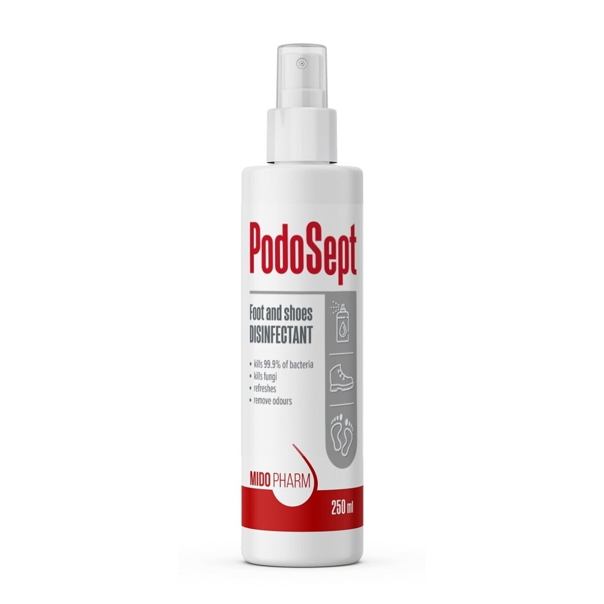 Pėdų ir batų dezinfekavimo priemonė Midopharm Podosept, 250 ml