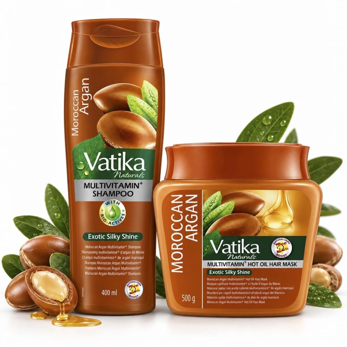 Plaukų priežiūros rinkinys Vatika Moroccan Argan: šampūnas ir kaukė, 1 kompl. Plaukų priežiūros rinkinys Vatika Moroccan Argan: šampūnas ir kaukė, 1 kompl.