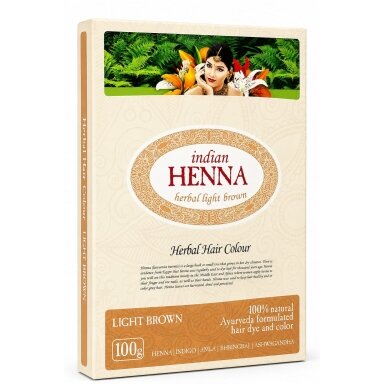 Plaukų dažai Indian Henna Light Brown, 100 g Plaukų dažai Indian Henna Light Brown, 100 g