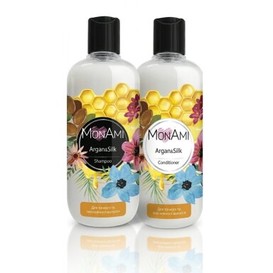 Набор для ухода за волосами MonAmi Argan & Silk (Шампунь 500 мл + Кондиционер 500 мл) Набор для ухода за волосами MonAmi Argan & Silk (Шампунь 500 мл + Кондиционер 500 мл)
