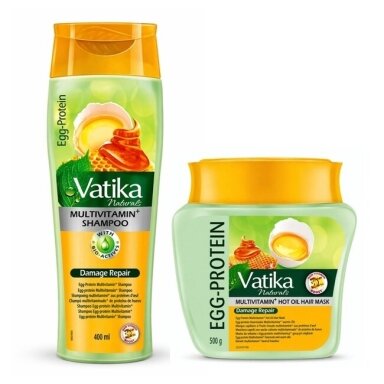 Plaukų priežiūros rinkinys Vatika Egg-Protein: šampūnas ir kaukė, 1 kompl.