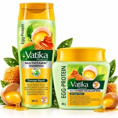 Plaukų priežiūros rinkinys Vatika Egg-Protein: šampūnas ir kaukė, 1 kompl.