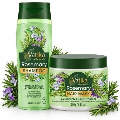 Plaukų priežiūros rinkinys Vatika Rosemary: šampūnas ir kaukė, 1 kompl. Plaukų priežiūros rinkinys Vatika Rosemary: šampūnas ir kaukė, 1 kompl.