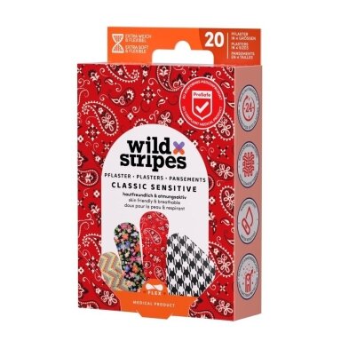 Pleistrai Wild Stripes Classic Sensitive Fashion, 20 vnt Pleistrai Wild Stripes Classic Sensitive Fashion, 20 vnt