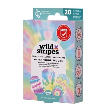 Pleistrai Wild Stripes Waterproof Secure Rainbow, 20 vnt Pleistrai Wild Stripes Waterproof Secure Rainbow, 20 vnt