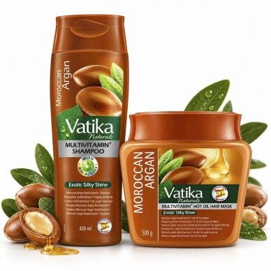 Plaukų priežiūros rinkinys Vatika Moroccan Argan: šampūnas ir kaukė, 1 kompl.