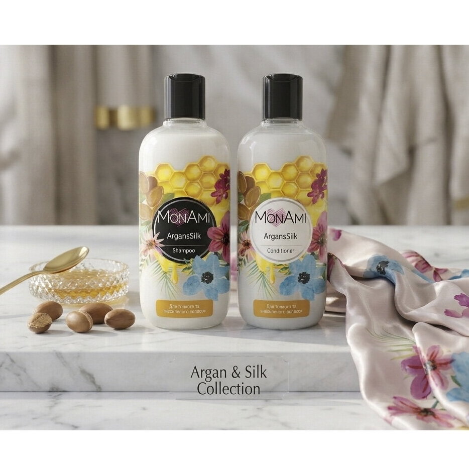 MonAmi Argan & Silk Hair Care Set (Shampoo 500 ml + Conditioner 500 ml) 1 MonAmi Argan & Silk Hair Care Set (Shampoo 500 ml + Conditioner 500 ml) 1