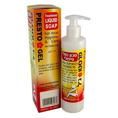 Išangės srities prausiklis Prestogel, 250 ml Išangės srities prausiklis Prestogel, 250 ml