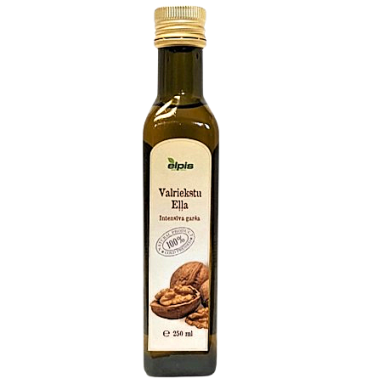 Šalto spaudimo graikinių riešutų aliejus, 250ml Šalto spaudimo graikinių riešutų aliejus, 250ml