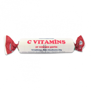 Vitaminas C tabletės, braškių skonio, N10 Vitaminas C tabletės, braškių skonio, N10