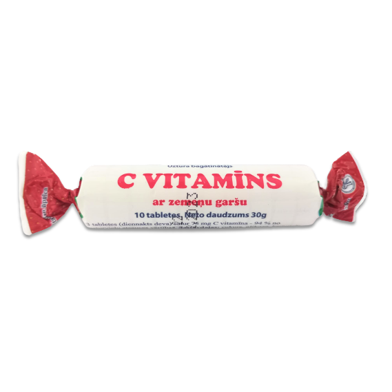 Vitaminas C tabletės, braškių skonio, N10 Vitaminas C tabletės, braškių skonio, N10